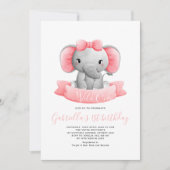 Invitation Elégant Wild One Elephant Girl 1er anniversaire (Devant)
