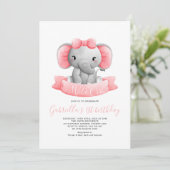Invitation Elégant Wild One Elephant Girl 1er anniversaire (Debout devant)