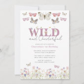 Invitation Elégant Wild & Onederful Butterflies 1er anniversa (Devant)