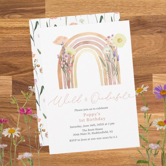 Invitation Elegant Wild & Onederful Fête des Fleurs 1er Anniv