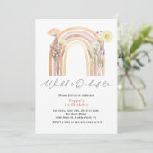 Invitation Elégant Wild & Onederful Fleur sauvage 1er anniver (Debout devant)