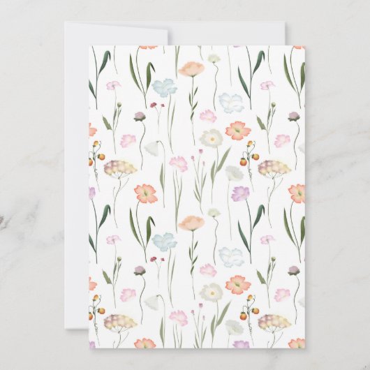 Invitation Elégant Wild & Onederful Fleur sauvage 1er anniver (Dos)