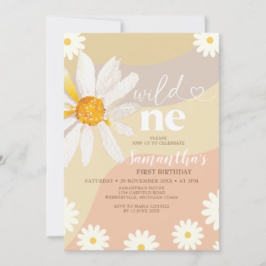 Invitation Elégant Wild Un Anniversaire Boho Daisy Flowers (Devant)