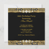 Invitation Elégant Wild Zebra fête d'anniversaire Black Gold (Dos)