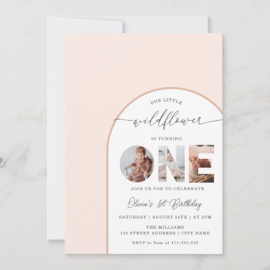 Invitation Elegant Wildflower 1st Birthday Photo (Devant)