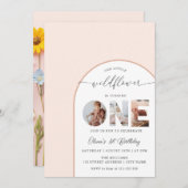 Invitation Elegant Wildflower 1st Birthday Photo (Devant / Derrière)