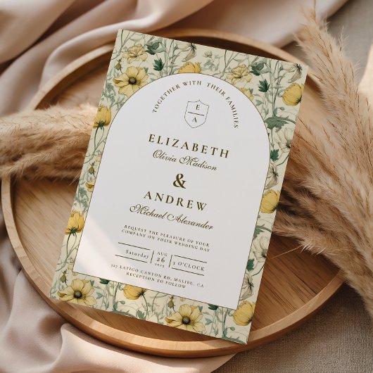 Invitation Elegant Wildflower Arch Minimal Wedding