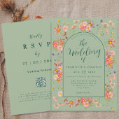 Invitation Elegant Wildflower Arch Sage Green Wedding