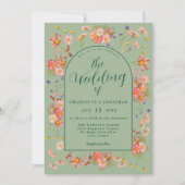 Invitation Elegant Wildflower Arch Sage Green Wedding (Devant)