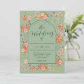 Invitation Elegant Wildflower Arch Sage Green Wedding (Debout devant)