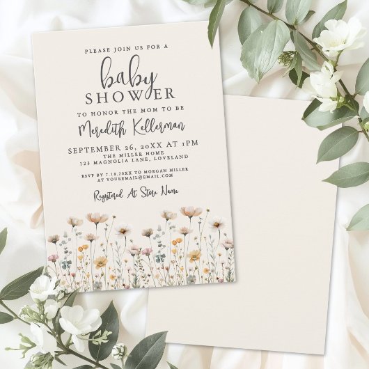 Invitation Elegant Wildflower Baby Shower