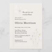Invitation Elegant Wildflower Butterflies Bridal Shower (Devant)