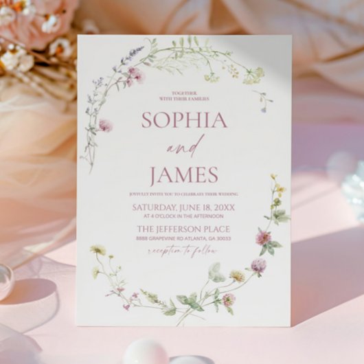 Invitation Elegant Wildflower Floral Frame Wedding