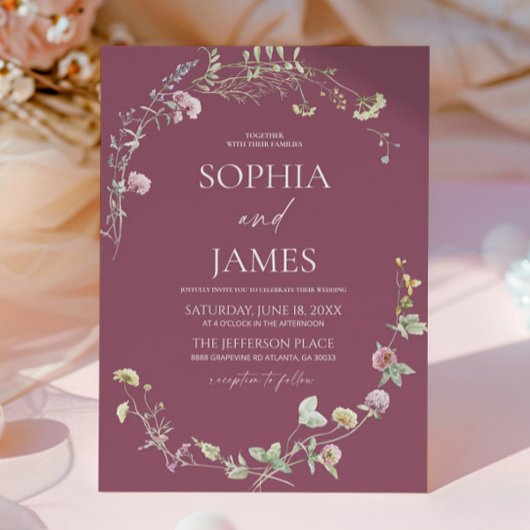 Invitation Elegant Wildflower Floral Frame Wedding
