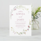 Invitation Elegant Wildflower Floral Frame Wedding (Debout devant)
