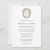 Invitation Elegant Wildflower Floral Monogram Crest Wedding (Devant)