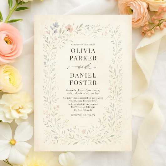 Invitation Elegant Wildflower Garden Floral Botanical Wedding