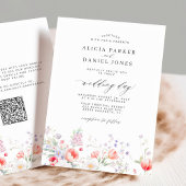 Invitation Elegant wildflower garden QR code RSVP wedding