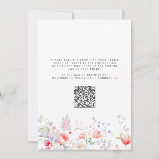 Invitation Elegant wildflower garden QR code RSVP wedding (Dos)