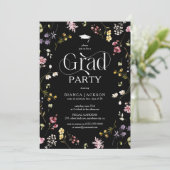 Invitation Elegant Wildflower Grad Party Graduation (Debout devant)