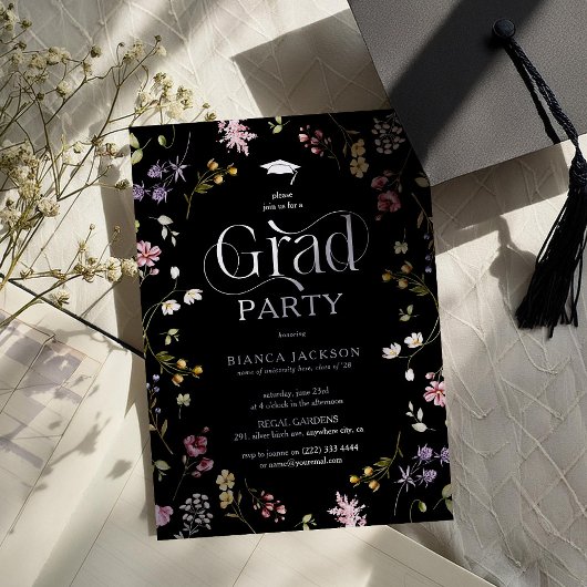 Invitation Elegant Wildflower Grad Party Graduation