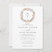 Invitation Elegant Wildflower Meadow Monogram Wedding (Devant)