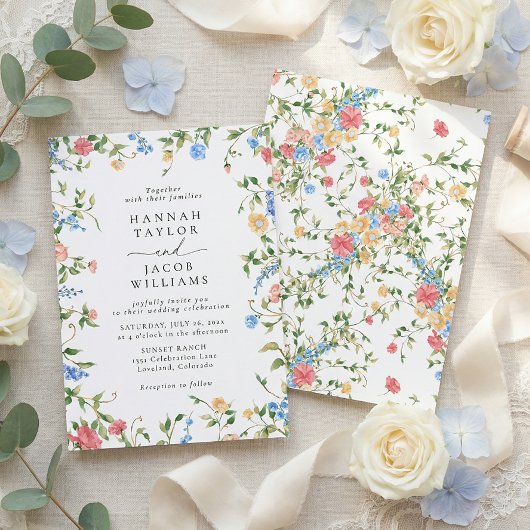 Invitation Elegant Wildflower Meadow Wedding