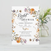 Invitation Elegant Wildflower | Réception de mariage script (Debout devant)