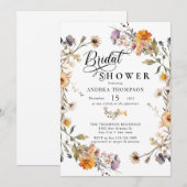 Invitation Elegant Wildflower | Réception de mariage script (Devant / Derrière)