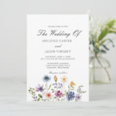 Invitation Elegant Wildflower Spring Wedding with Photo Back (Debout devant)