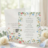 Invitation Elegant Wildflower Summer QR Code RSVP Wedding