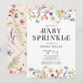 Invitation Elegant Wildflower Watercolor  | Baby Sprinkle (Devant / Derrière)