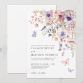 Invitation Elegant Wildflower Watercolor Floral Wedding (Devant / Derrière)