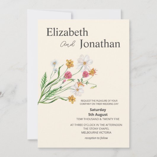 Invitation Elegant Wildflower Wedding Invite (Devant)