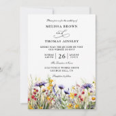 Invitation Elegant Wildflowers Rustic Budget QR Code Wedding (Devant)