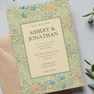 Invitation Élégant William Morris Larkspur Motif Mariage