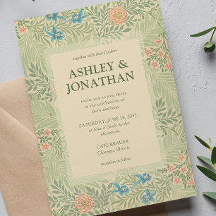 Invitation Élégant William Morris Larkspur Motif Mariage