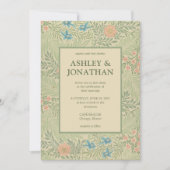 Invitation Élégant William Morris Larkspur Motif Mariage (Devant)