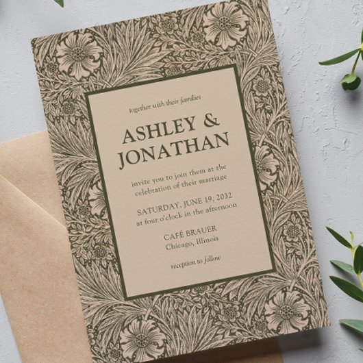 Invitation Élégant William Morris Marigold Mariage Motif