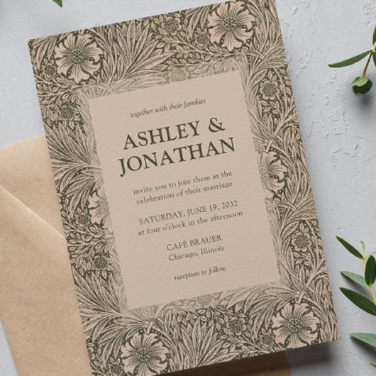 Invitation Élégant William Morris Marigold Mariage Motif