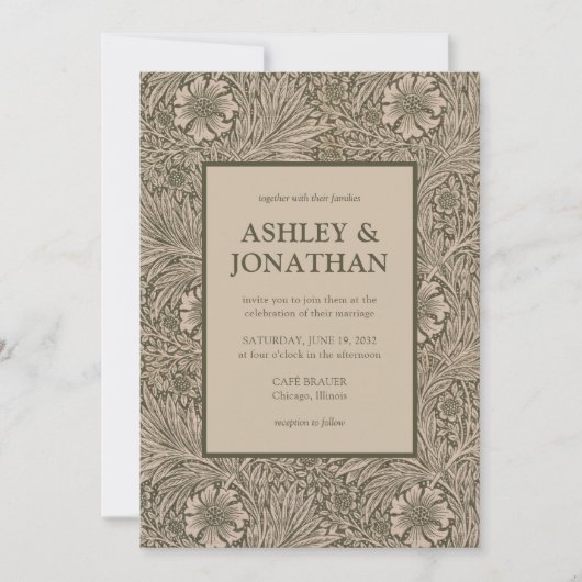 Invitation Élégant William Morris Marigold Mariage Motif (Devant)