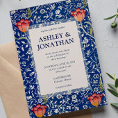 Invitation Élégant William Morris Motif Mariage