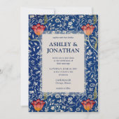 Invitation Élégant William Morris Motif Mariage (Devant)