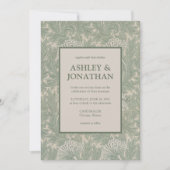 Invitation Élégant William Morris Tulip Motif Mariage (Devant)