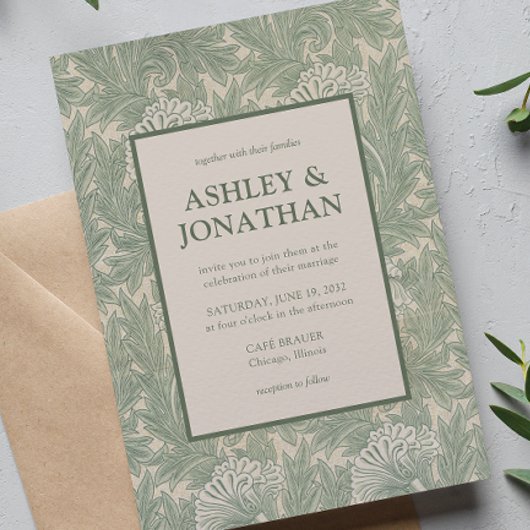 Invitation Élégant William Morris Tulip Motif Mariage