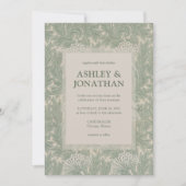 Invitation Élégant William Morris Tulip Motif Mariage (Devant)