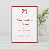 Invitation Elegant Wine Red Coquette Bow Graduation Party (Debout devant)