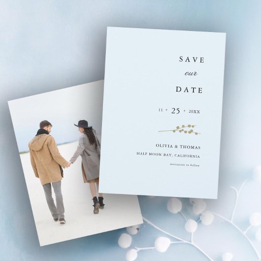 Invitation Elégant Winter Berries Photo Wedding Enregistrer l