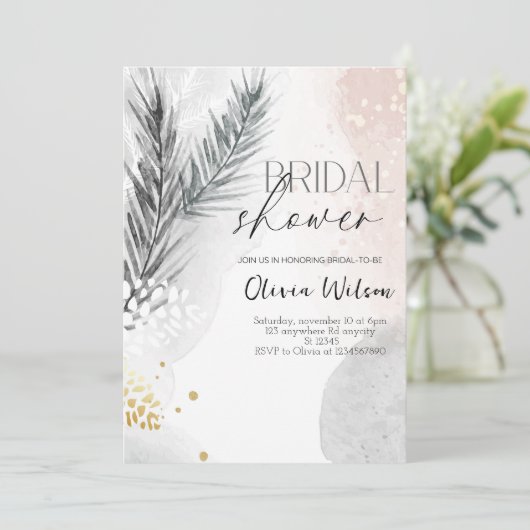 Invitation Elegant Winter Floral Bridal Shower Party (Debout devant)