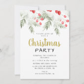 Invitation Elegant Winter Greenery Watercolor Christmas Party (Devant)
